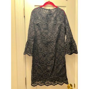 JCREW EYELET SHIFT DRESS BLACK